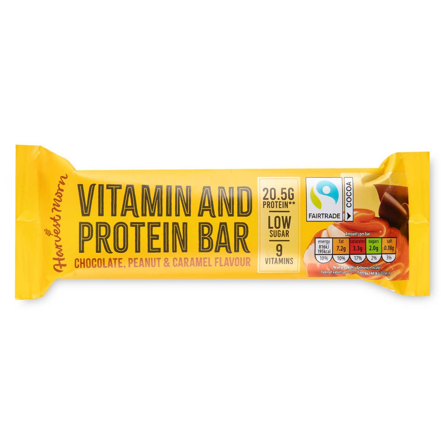 Chocolate Peanut & Caramel Flavour Protein Bar 55g Harvest Morn